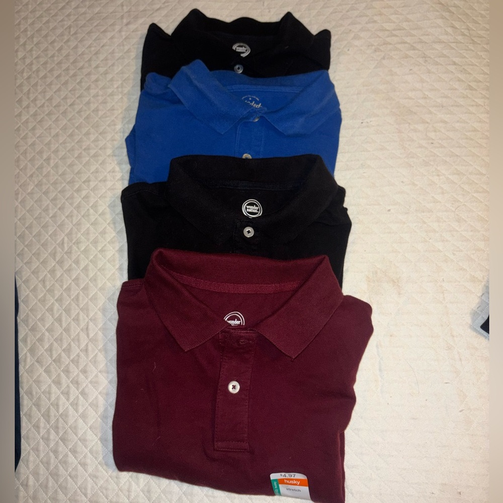 wonder nation 2 Black 1 Maroon & 1 Blue Kids Polo Shirt Set school or play
